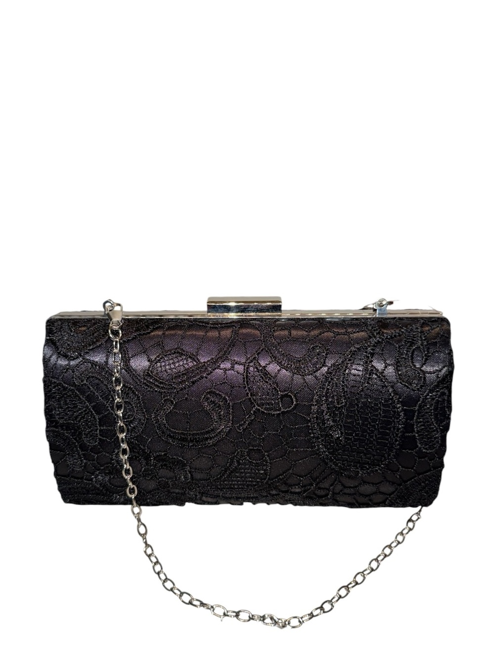 PRINCESSA Hard Sided Lace over Satin Clutch Evening Bag - NWT